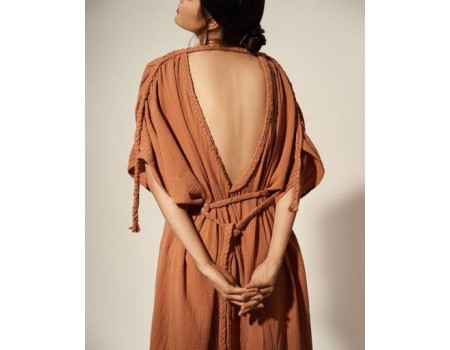 Brown Goddess gauze cotton dress 