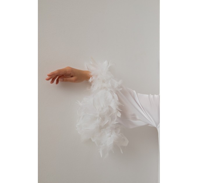 Feather boa white robe, wedding robe, great bridesmaid gift. 