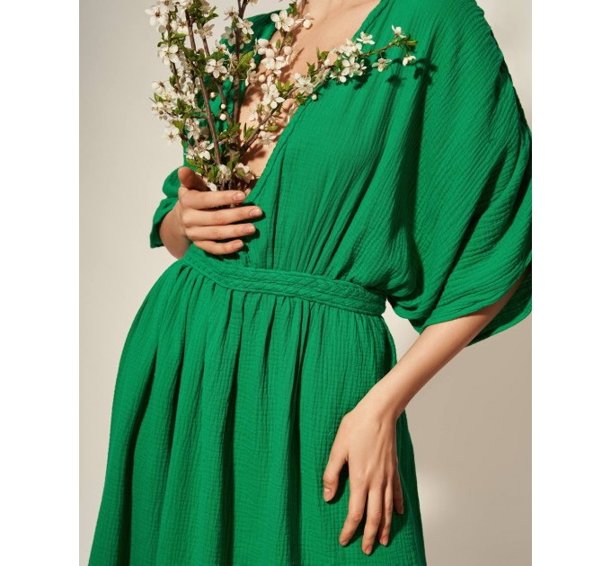 Green Goddess gauze cotton dress 