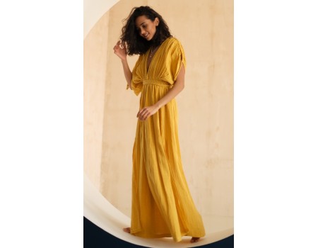 Mustard Goddess gauze cotton dress 