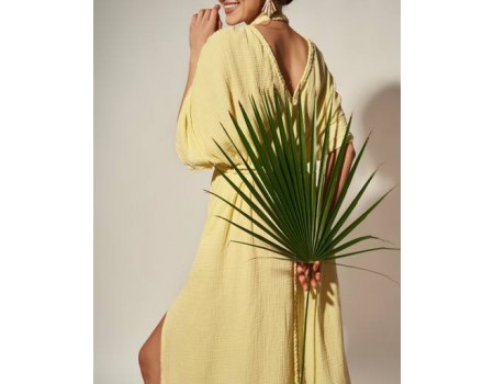 Yellow Goddess gauze cotton dress 