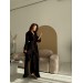 Black viscose robe with ruffles 