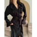 Black viscose robe with ruffles 