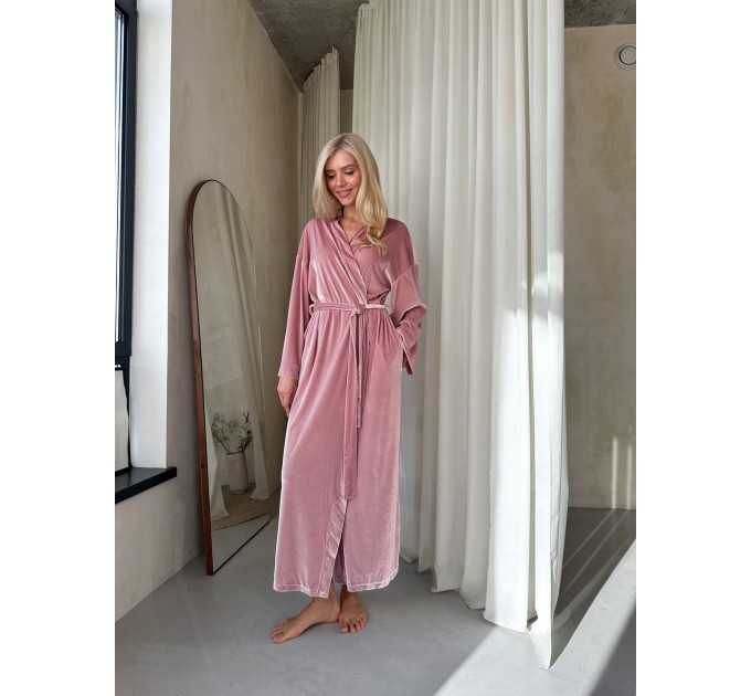 Kimono rose gold velvet robe 