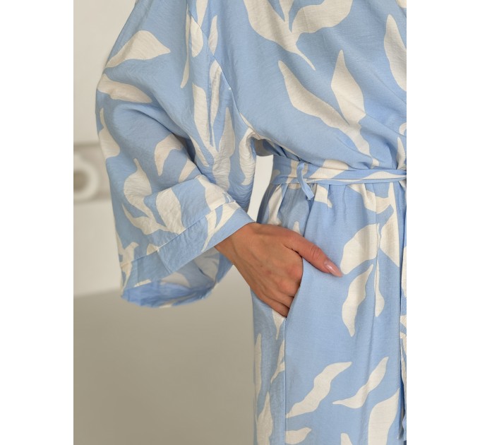 Kimono viscose robe with flowers 
