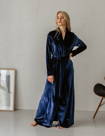 Navy velvet robe 