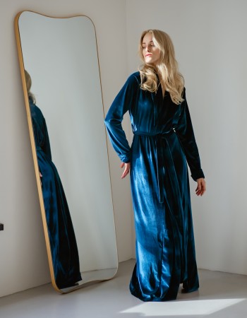 Teal velvet robe 