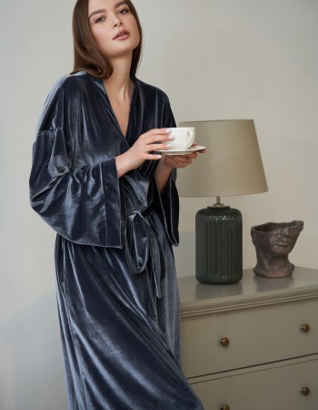 Kimono grey velvet robe 