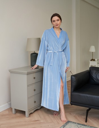 Kimono blue velvet robe 