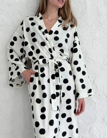 Kimono viscose robe with flowers 